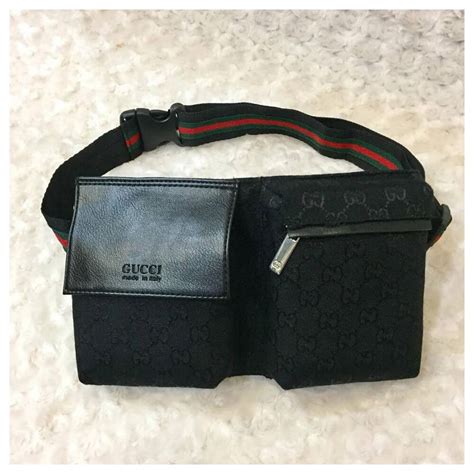 gucci double belt bag black